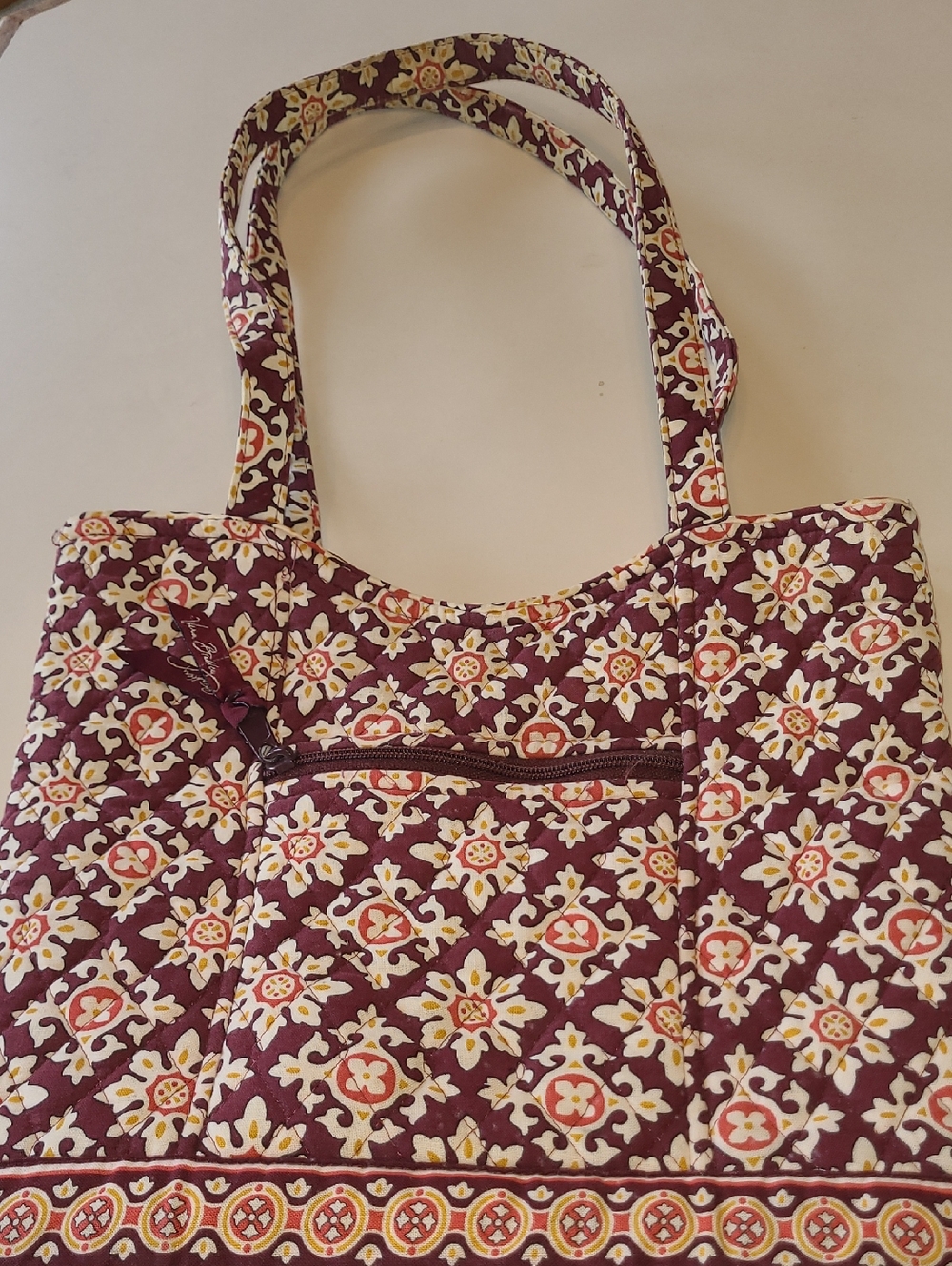 Vera BradleyQuilted Floral Bag in Burgundy and Cream